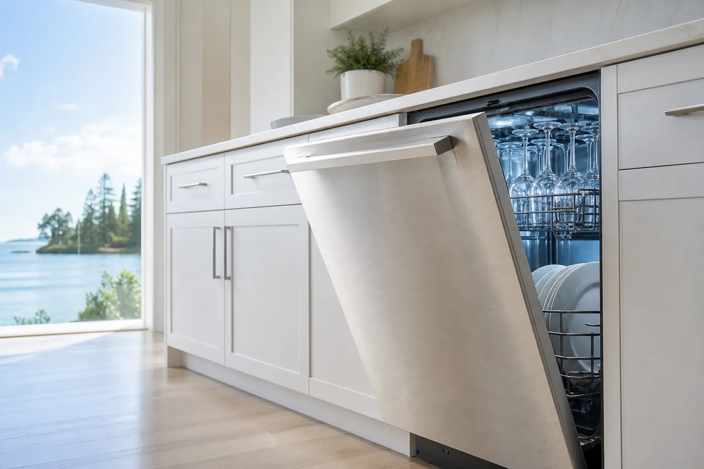 Modern home appliances in a clean kitchen environment